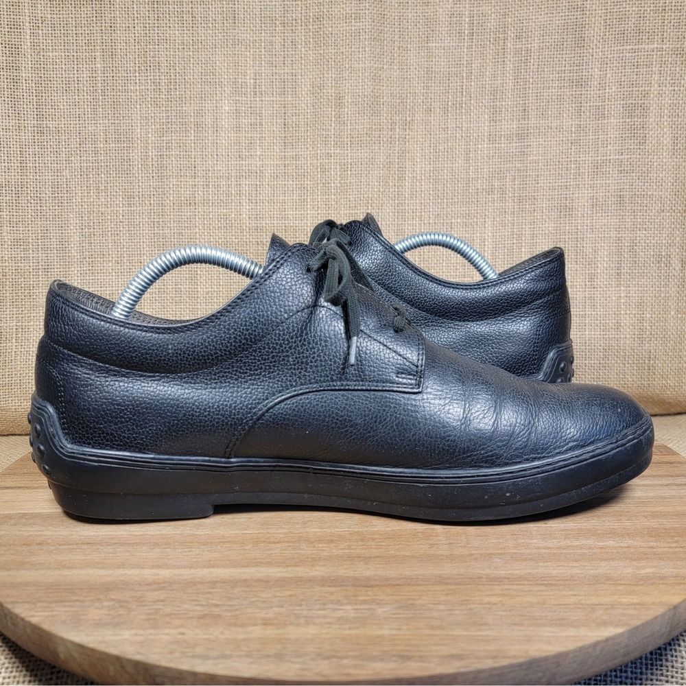 Tod's Pebbled Leather Derby Shoes Black Vibram Lace Up Men's 10.5 Minimalist - Picture 6 of 9